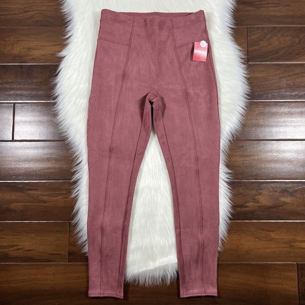 Spanx Size Small Petite Rich Rose Faux Suede‎ Leggings Pants